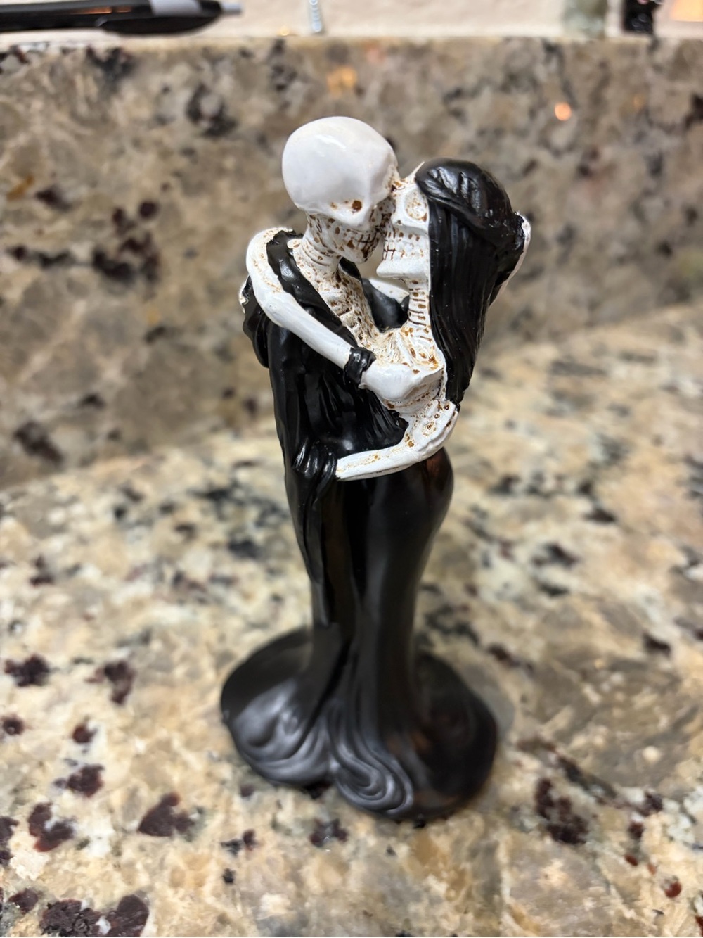 Skeleton Couple Figurine - Black and White Gothic Décor